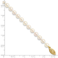 14k 5-6mm Round White Saltwater Akoya Cultured Pearl Bracelet-PL50A-7