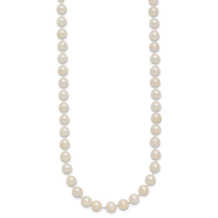 14k 5-6mm Round White Saltwater Akoya Cultured Pearl Necklace-PL50AA-16