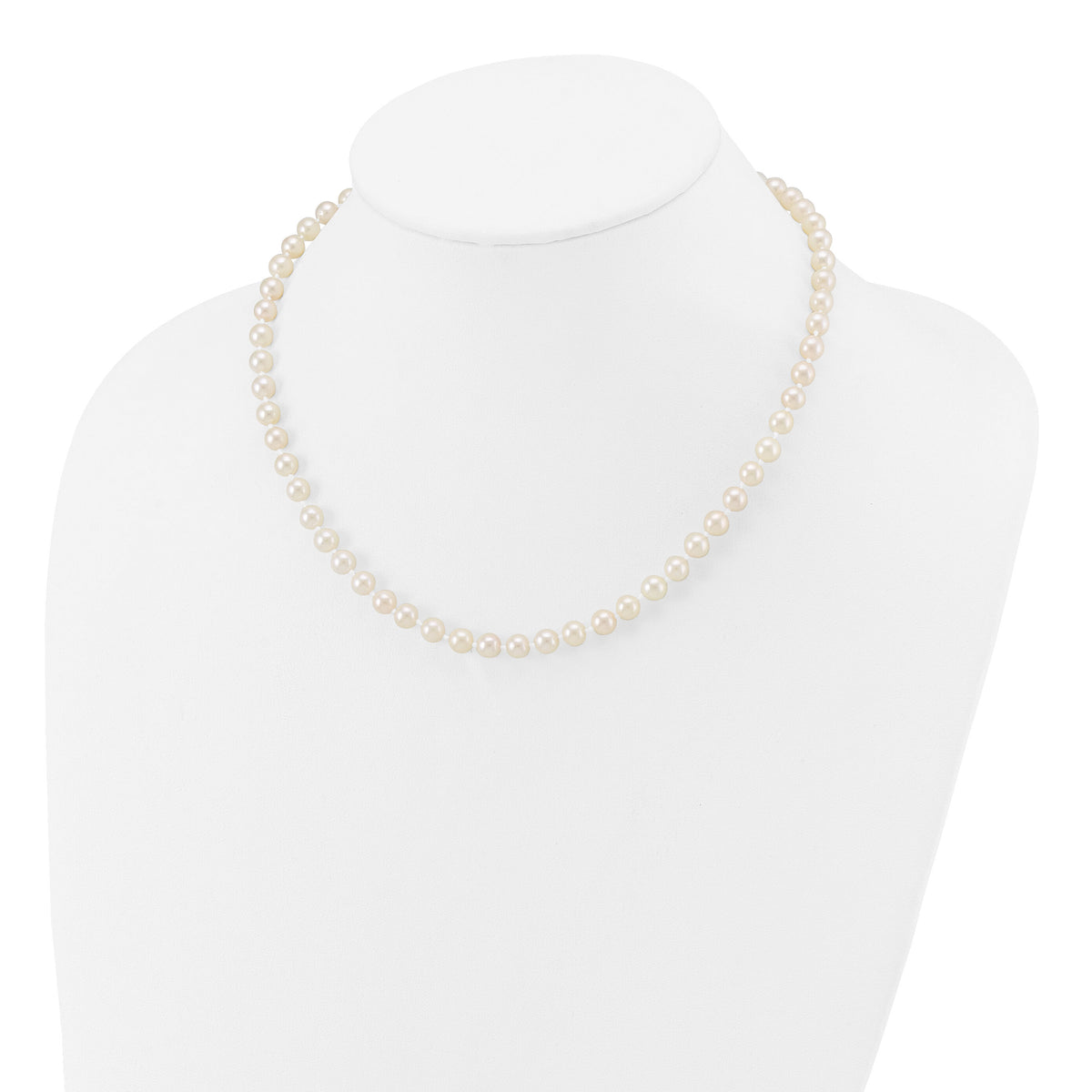 14k 5-6mm Round White Saltwater Akoya Cultured Pearl Necklace-PL50A-16