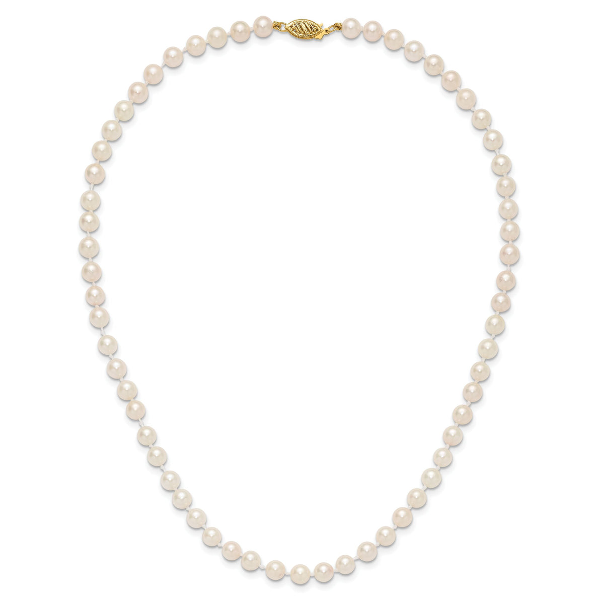 14k 5-6mm Round White Saltwater Akoya Cultured Pearl Necklace-PL50AA-16