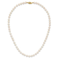 14k 5-6mm Round White Saltwater Akoya Cultured Pearl Necklace-PL50AA-16