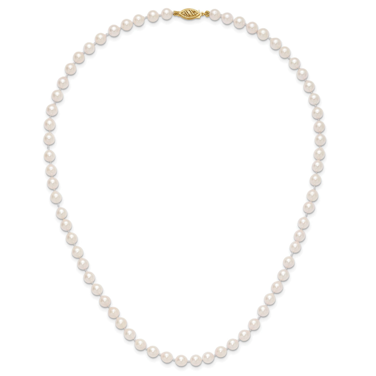 14k 5-6mm Round White Saltwater Akoya Cultured Pearl Necklace-PL50A-18