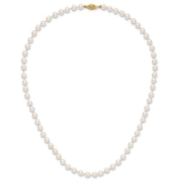 14k 5-6mm Round White Saltwater Akoya Cultured Pearl Necklace-PL50A-18