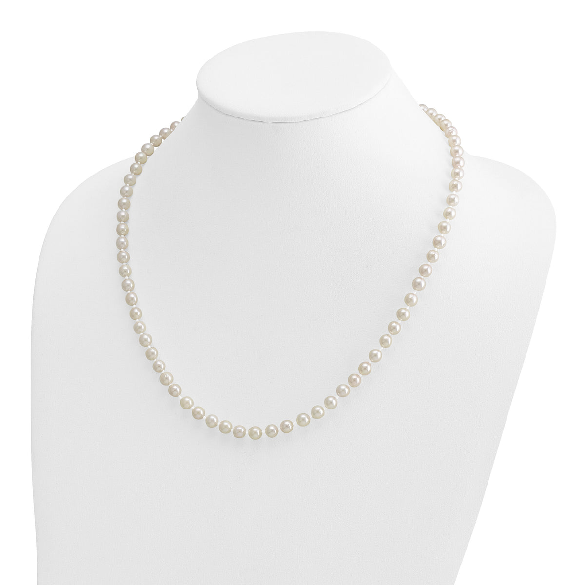 14k 5-6mm Round White Saltwater Akoya Cultured Pearl Necklace-PL50A-20