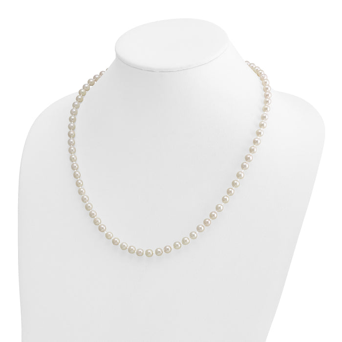 14k 5-6mm Round White Saltwater Akoya Cultured Pearl Necklace-PL50AA-20