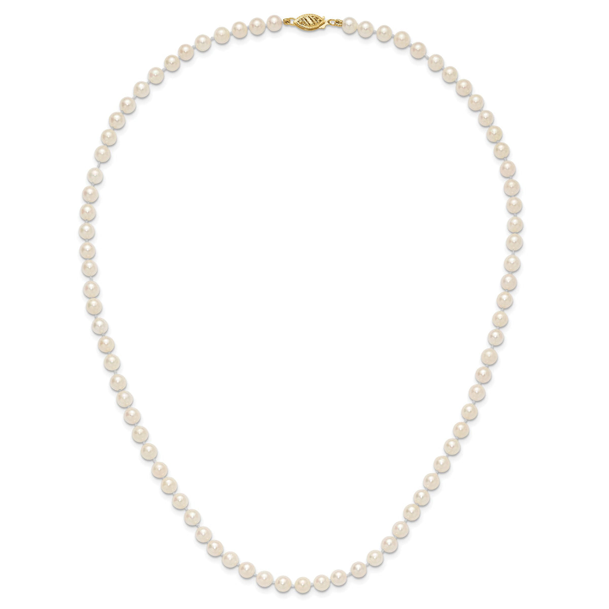 14k 5-6mm Round White Saltwater Akoya Cultured Pearl Necklace-PL50A-20