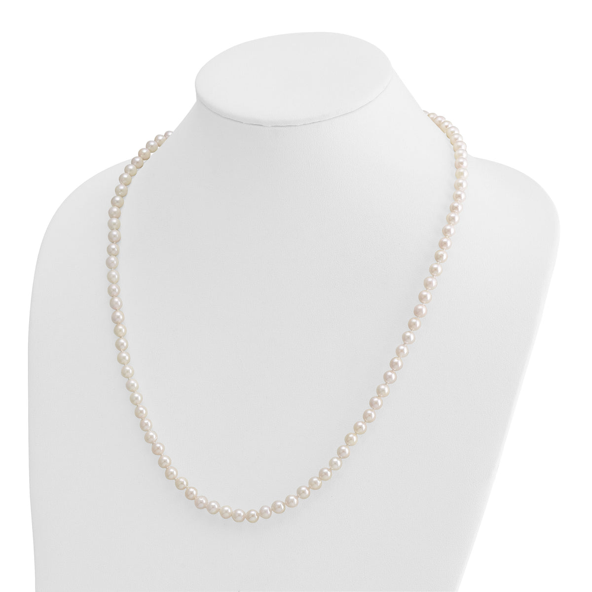 14k 5-6mm Round White Saltwater Akoya Cultured Pearl Necklace-PL50A-24