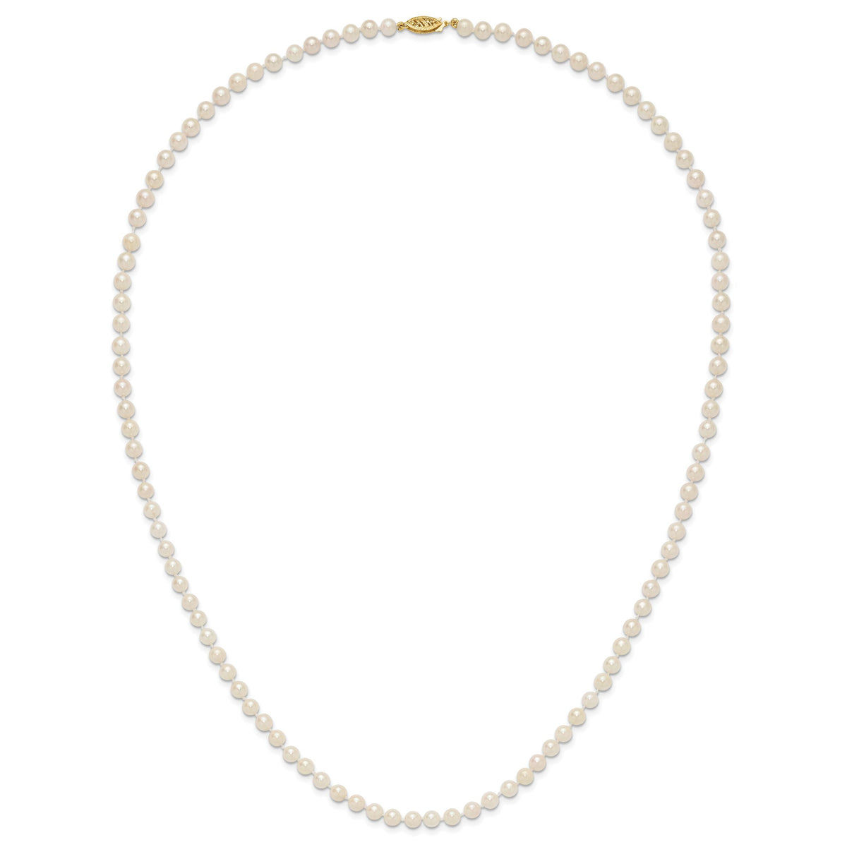 14k 5-6mm Round White Saltwater Akoya Cultured Pearl Necklace-PL50A-24