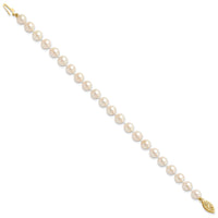 14k 6-7mm Round White Saltwater Akoya Cultured Pearl Bracelet-PL60A-7