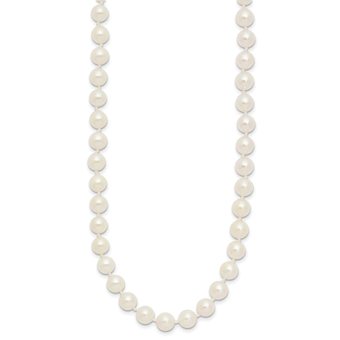 14k 6-7mm Round White Saltwater Akoya Cultured Pearl Necklace-PL60AA-16