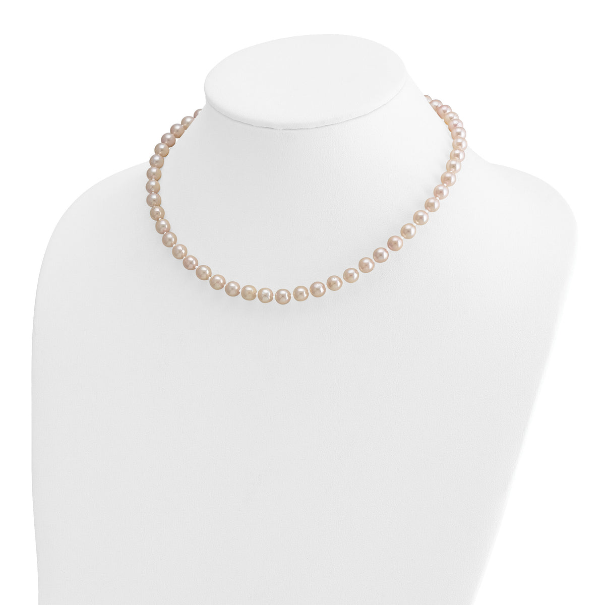 14k 6-7mm Round White Saltwater Akoya Cultured Pearl Necklace-PL60AA-16