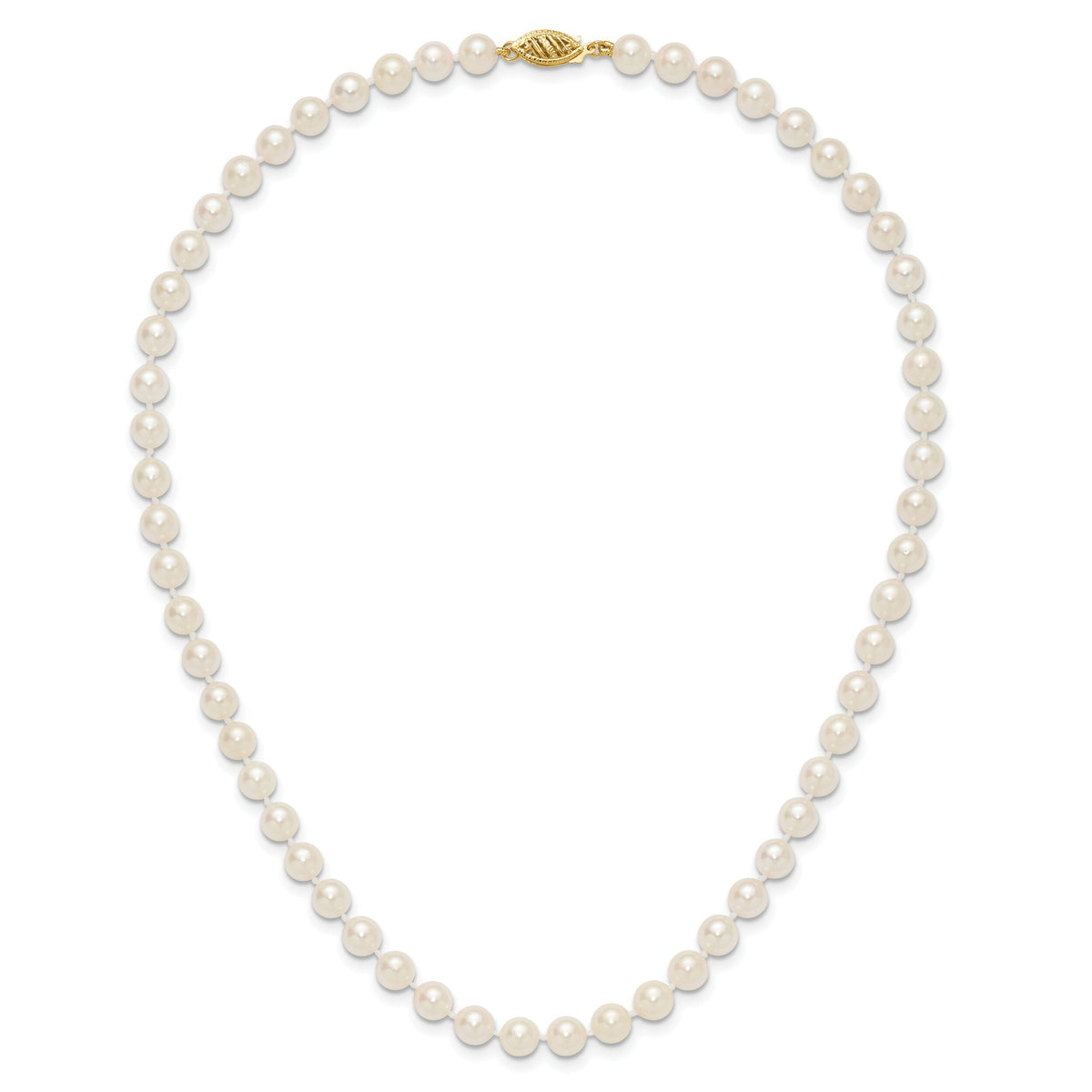 14k 6-7mm Round White Saltwater Akoya Cultured Pearl Necklace-PL60A-16