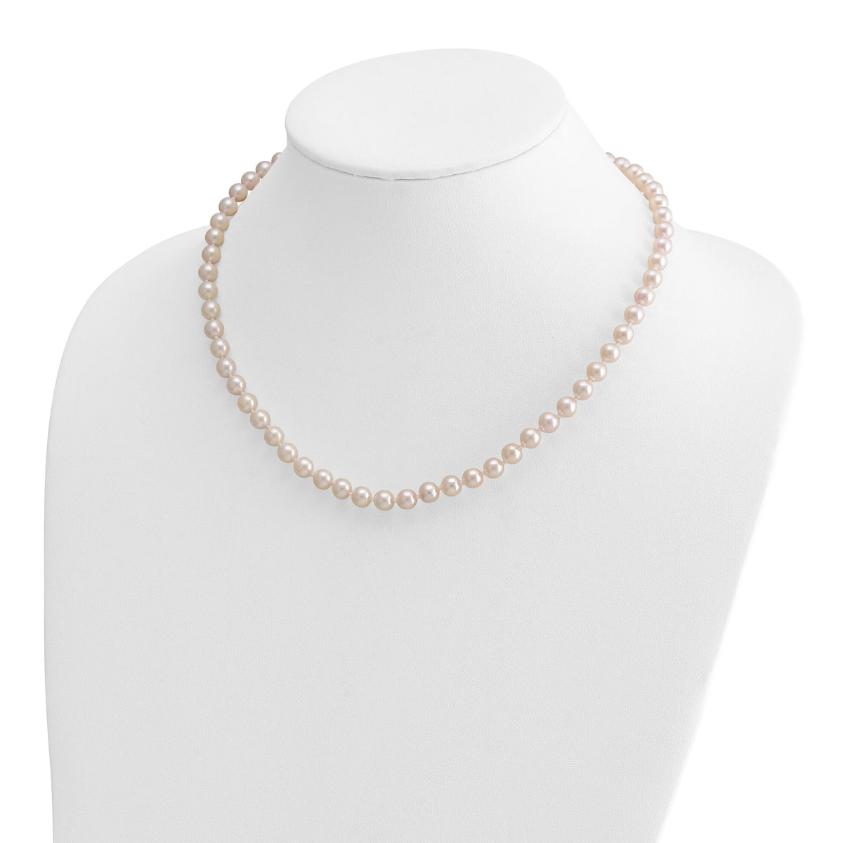 14k 6-7mm Round White Saltwater Akoya Cultured Pearl Necklace-PL60A-18