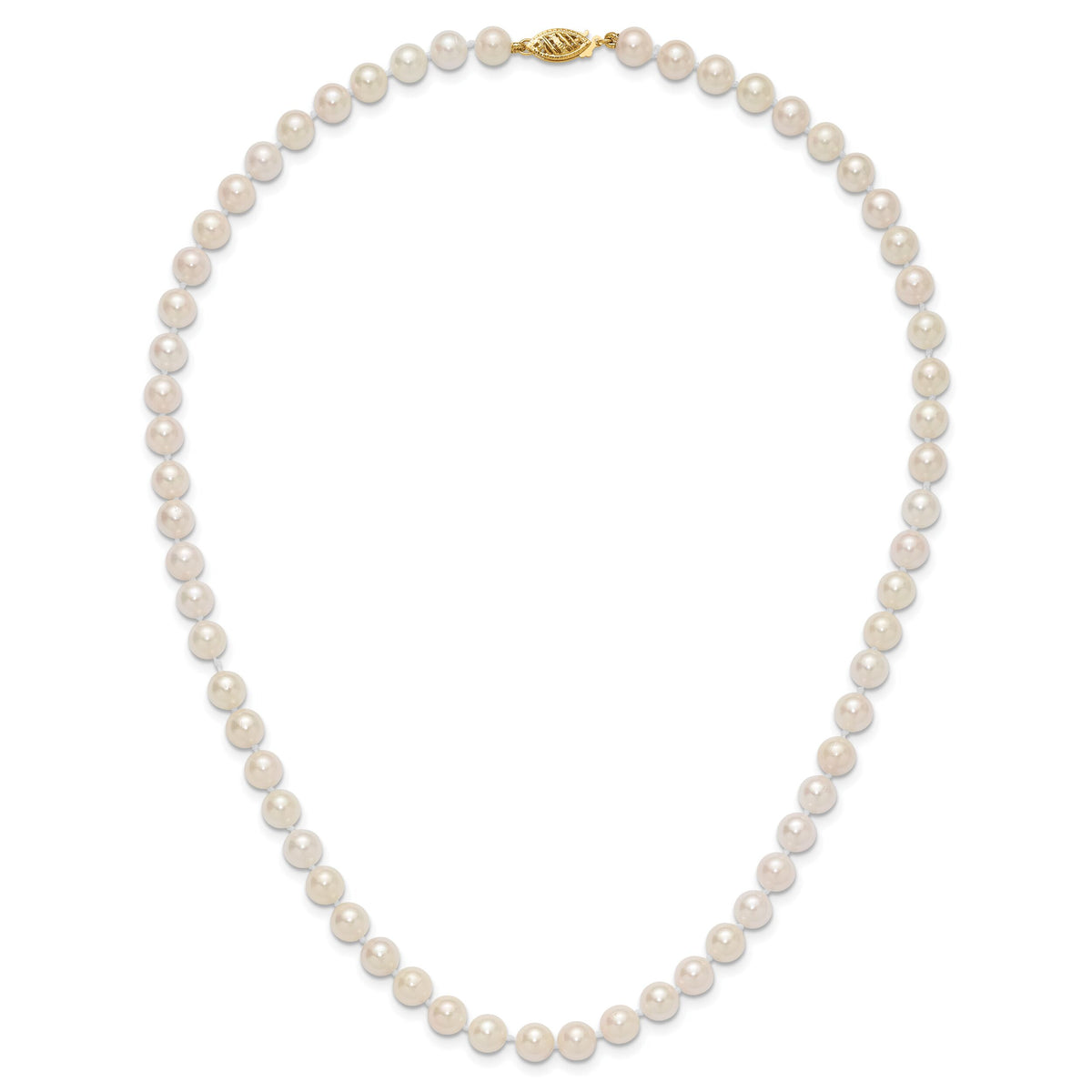 14k 6-7mm Round White Saltwater Akoya Cultured Pearl Necklace-PL60A-18