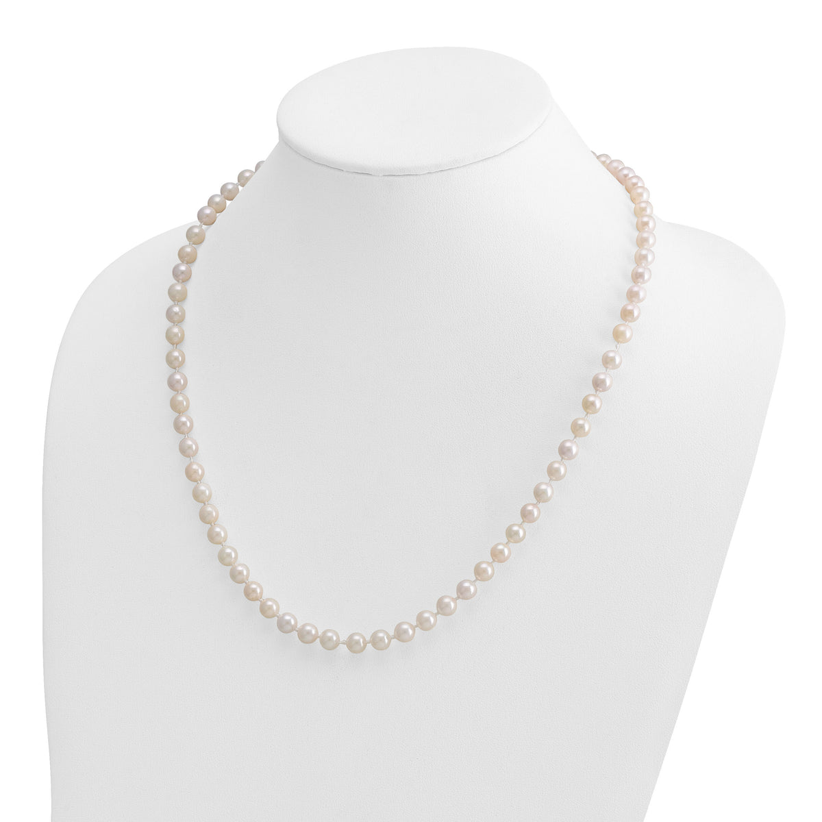 14k 6-7mm Round White Saltwater Akoya Cultured Pearl Necklace-PL60A-20