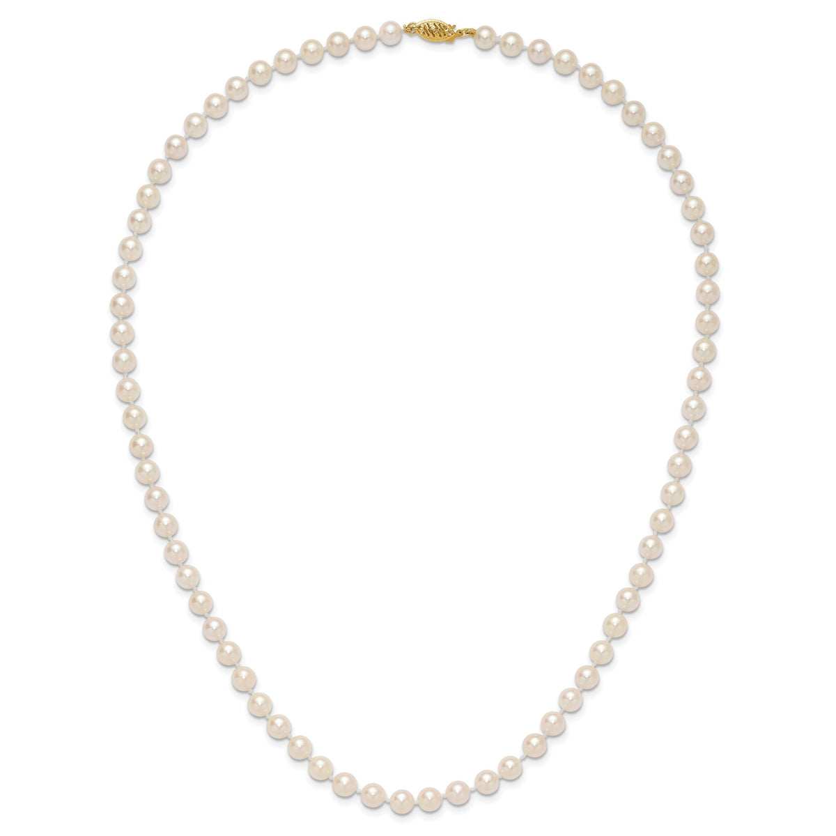 14k 6-7mm Round White Saltwater Akoya Cultured Pearl Necklace-PL60A-20