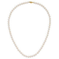 14k 6-7mm Round White Saltwater Akoya Cultured Pearl Necklace-PL60AA-20