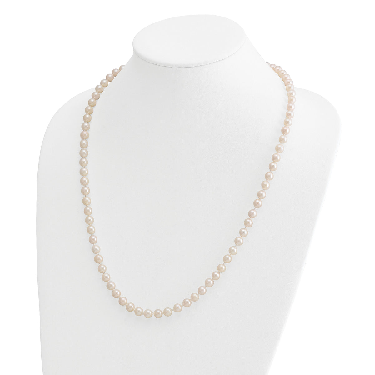 14k 6-7mm Round White Saltwater Akoya Cultured Pearl Necklace-PL60AA-24