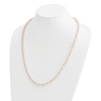 14k 6-7mm Round White Saltwater Akoya Cultured Pearl Necklace-PL60AA-24