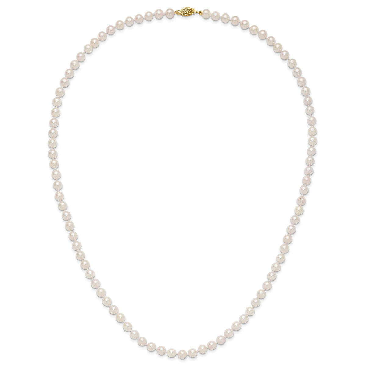14k 6-7mm Round White Saltwater Akoya Cultured Pearl Necklace-PL60A-24