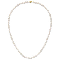 14k 6-7mm Round White Saltwater Akoya Cultured Pearl Necklace-PL60AA-24