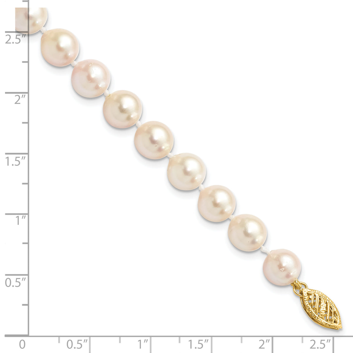 14k 7-8mm Round White Saltwater Akoya Cultured Pearl Bracelet-PL70AA-7