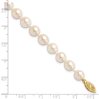 14k 7-8mm Round White Saltwater Akoya Cultured Pearl Bracelet-PL70AA-7