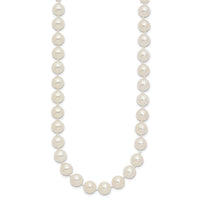 14k 7-8mm Round White Saltwater Akoya Cultured Pearl Necklace-PL70AA-16