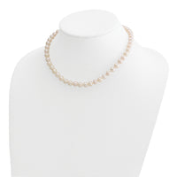 14k 7-8mm Round White Saltwater Akoya Cultured Pearl Necklace-PL70A-16