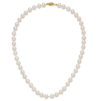 14k 7-8mm Round White Saltwater Akoya Cultured Pearl Necklace-PL70A-16