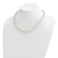 14k 7-8mm Round White Saltwater Akoya Cultured Pearl Necklace-PL70A-18