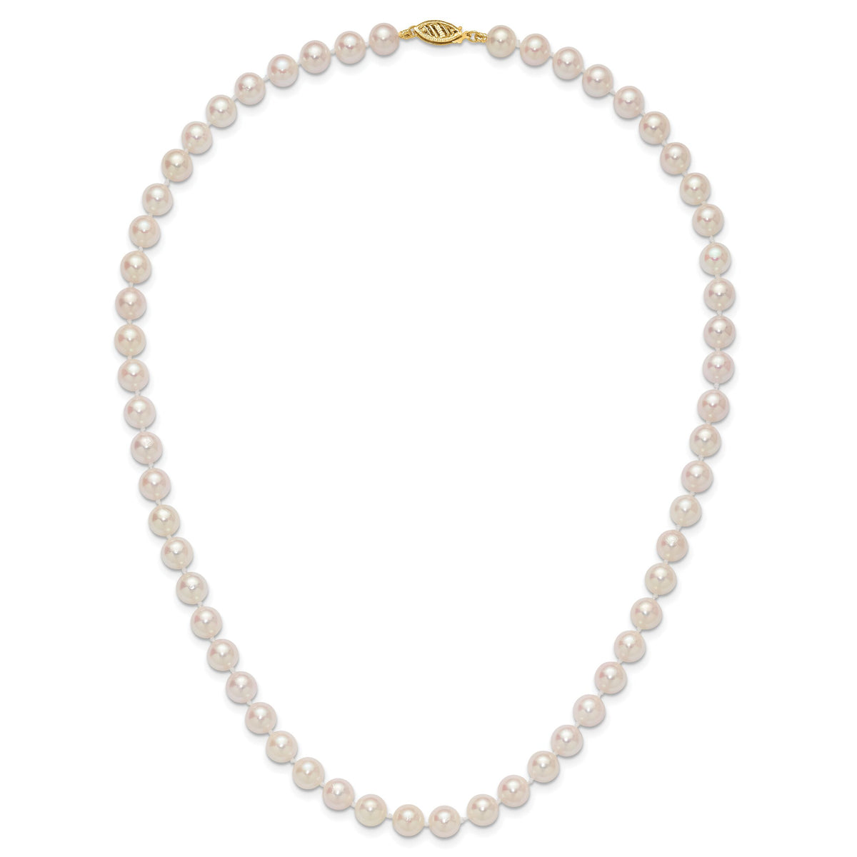 14k 7-8mm Round White Saltwater Akoya Cultured Pearl Necklace-PL70A-18
