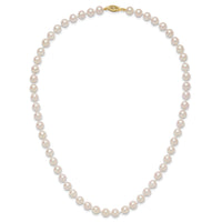 14k 7-8mm Round White Saltwater Akoya Cultured Pearl Necklace-PL70AA-18
