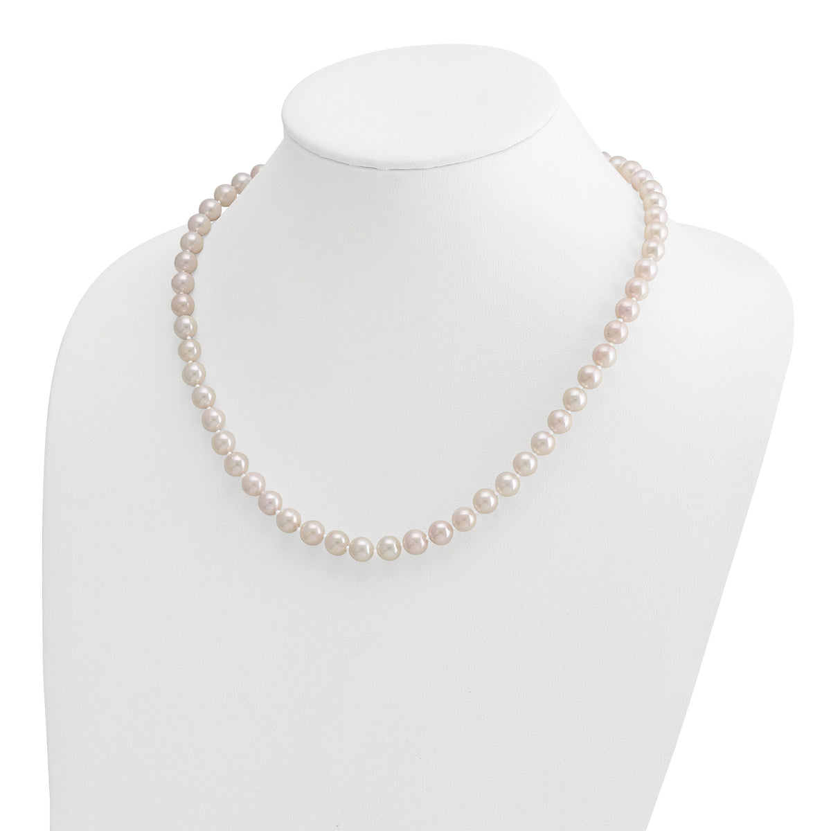 14k 7-8mm Round White Saltwater Akoya Cultured Pearl Necklace-PL70A-20