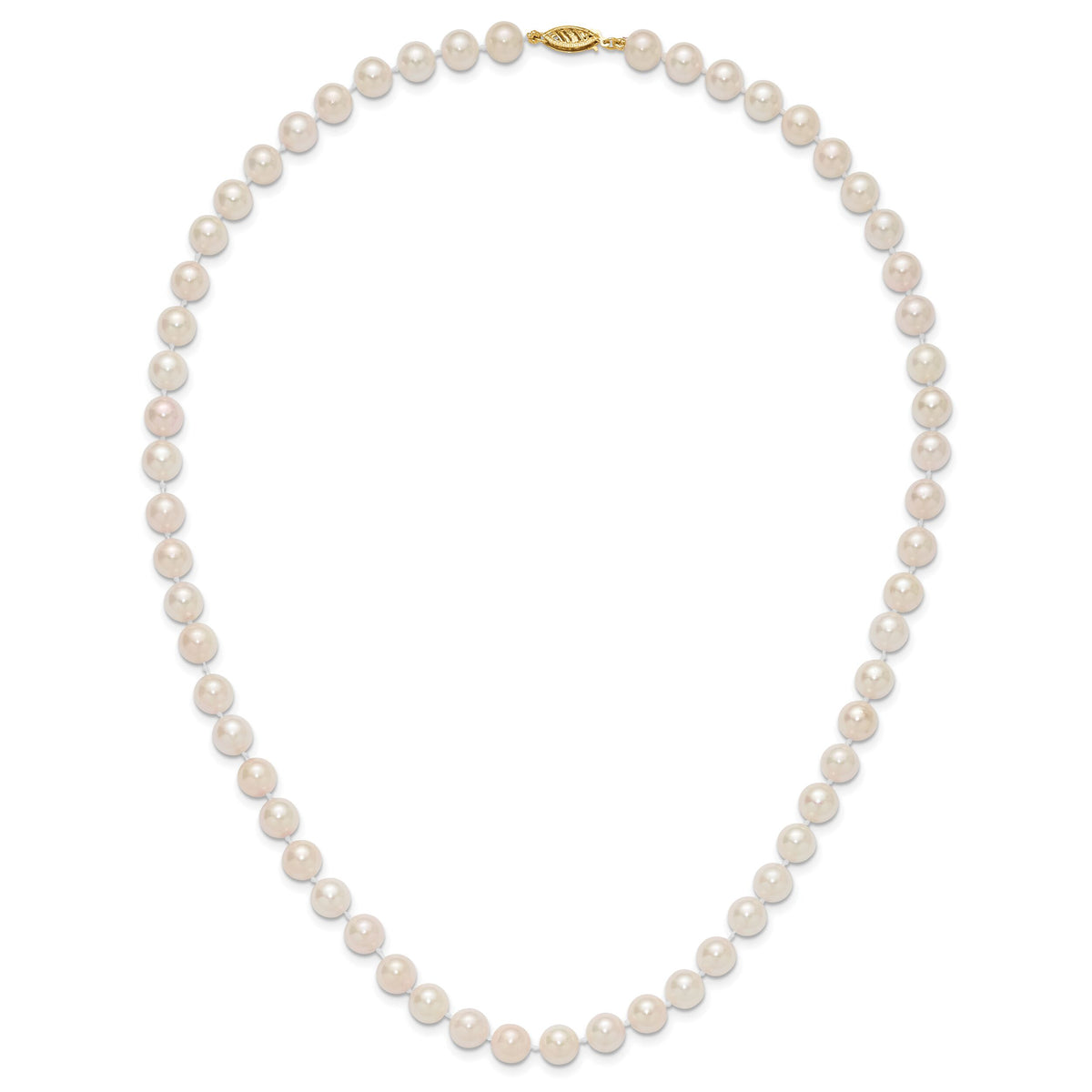 14k 7-8mm Round White Saltwater Akoya Cultured Pearl Necklace-PL70A-20