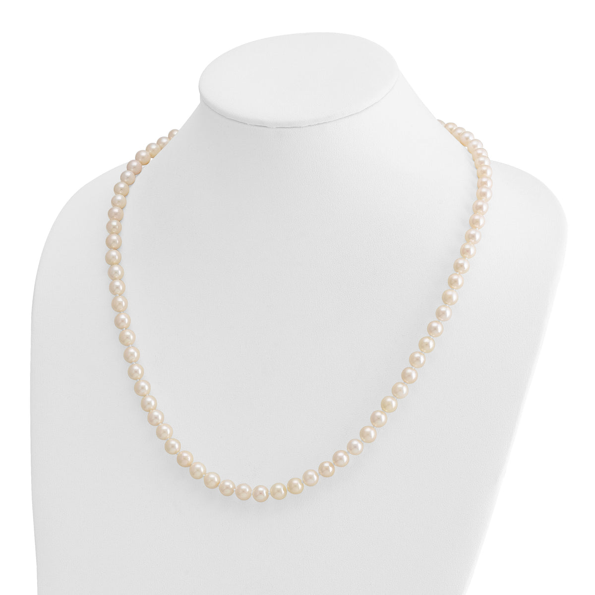 14k 7-8mm Round White Saltwater Akoya Cultured Pearl Necklace-PL70A-24