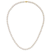14k 7-8mm Round White Saltwater Akoya Cultured Pearl Necklace-PL70AA-24