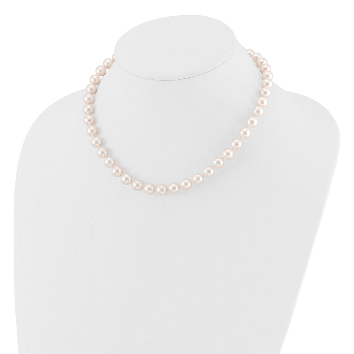 14K 8-9mm Round White Saltwater Akoya Cultured Pearl 16in Necklace-PL80AA-16