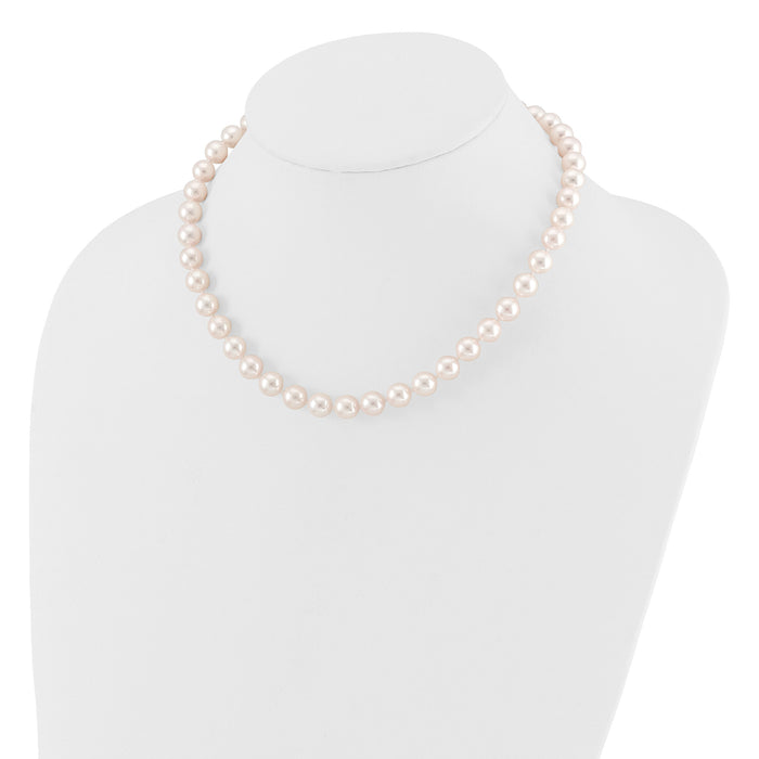 14K 8-9mm Round White Saltwater Akoya Cultured Pearl 16in Necklace-PL80AA-16