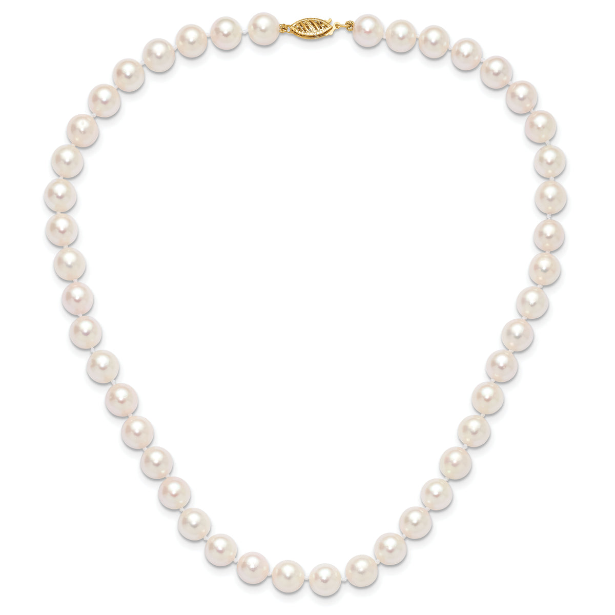 14K 8-9mm Round White Saltwater Akoya Cultured Pearl 16in Necklace-PL80AA-16