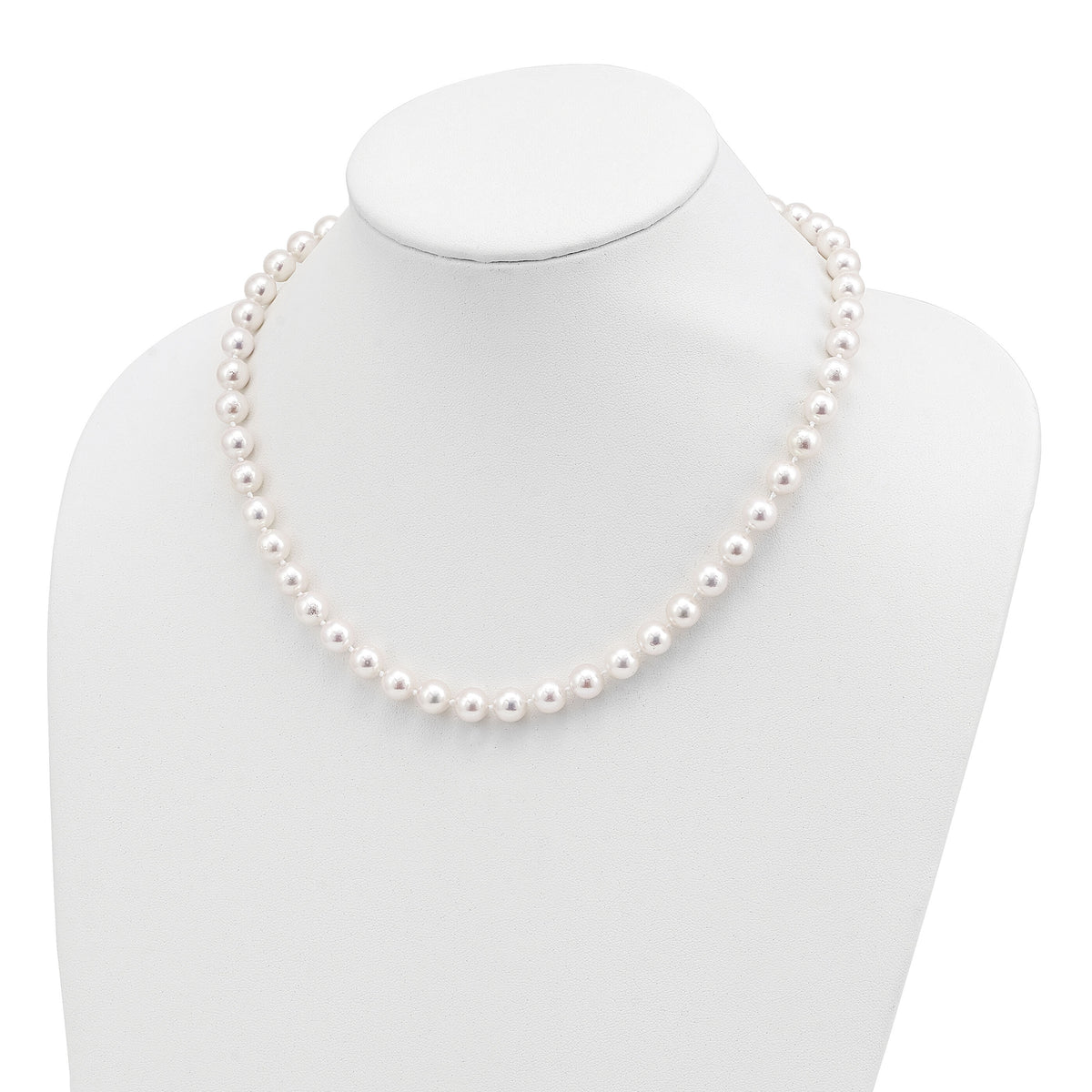 14k 8-9mm Round White Saltwater Akoya Cultured Pearl Necklace-PL80AA-20