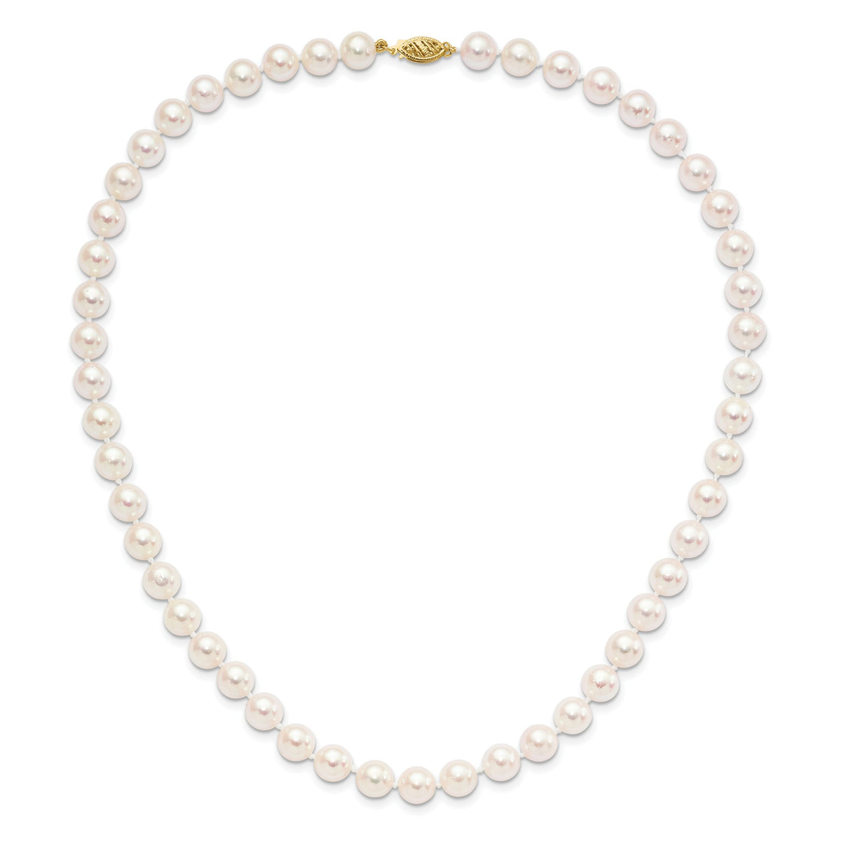 14k 8-9mm Round White Saltwater Akoya Cultured Pearl Necklace-PL80AA-18