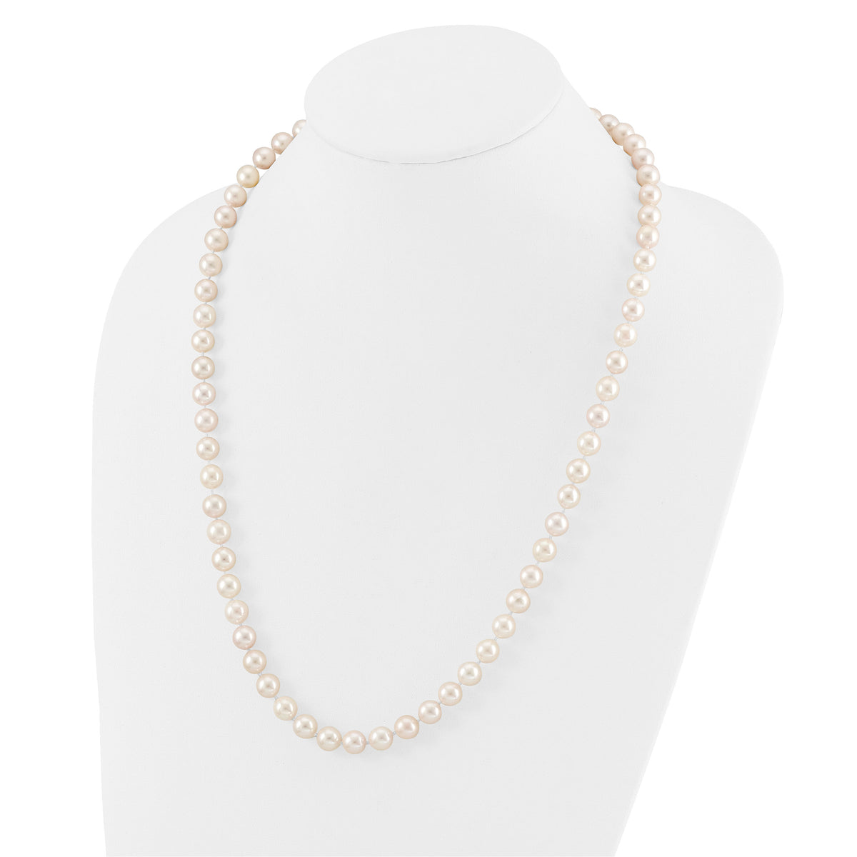 14K 8-9mm Round White Saltwater Akoya Cultured Pearl 24in Necklace-PL80AA-24