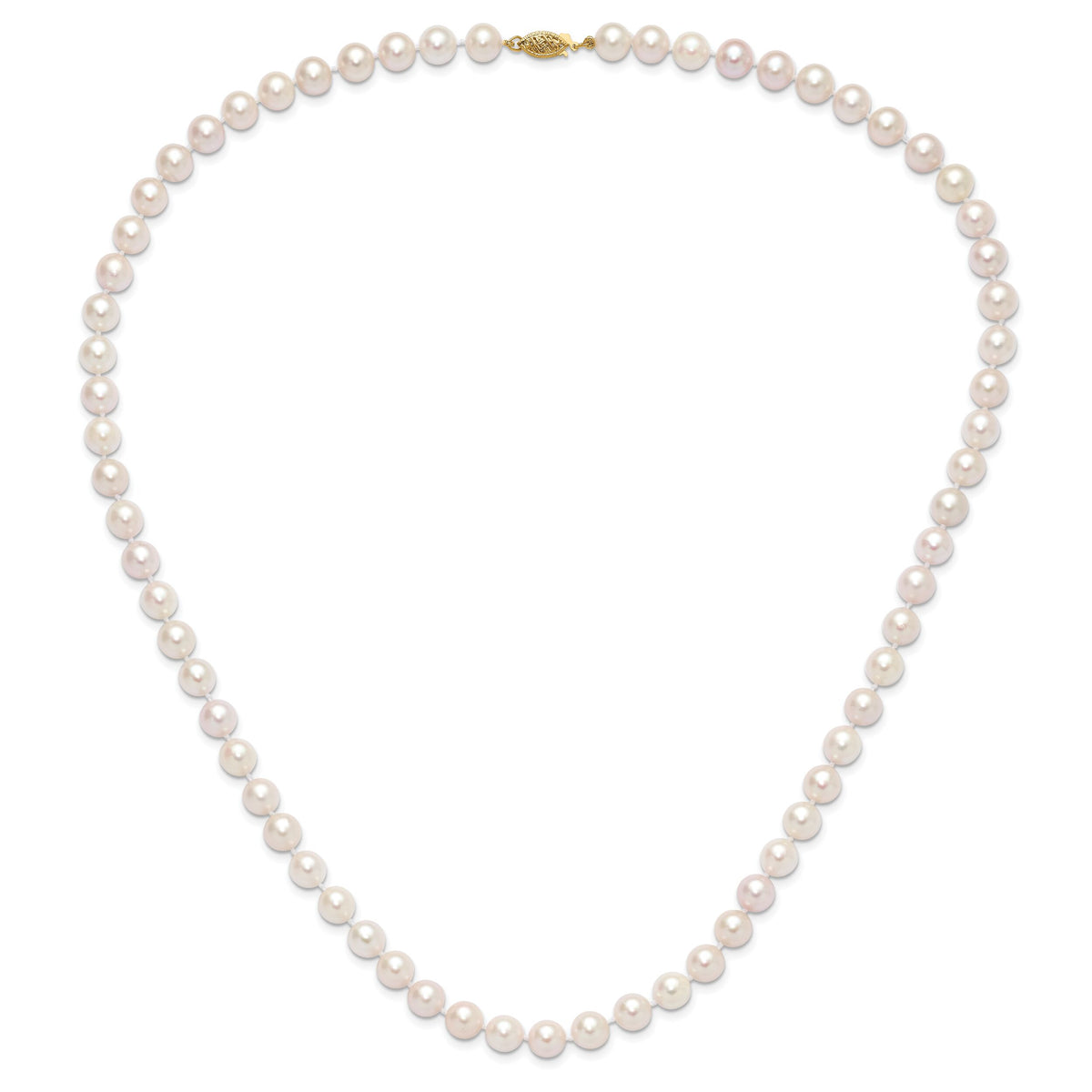 14K 8-9mm Round White Saltwater Akoya Cultured Pearl 24in Necklace-PL80AA-24