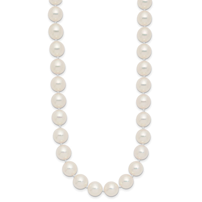 14k 9-10mm White Rnd Akoya Saltwater Cultured Pearl Necklace-PL90AA-18