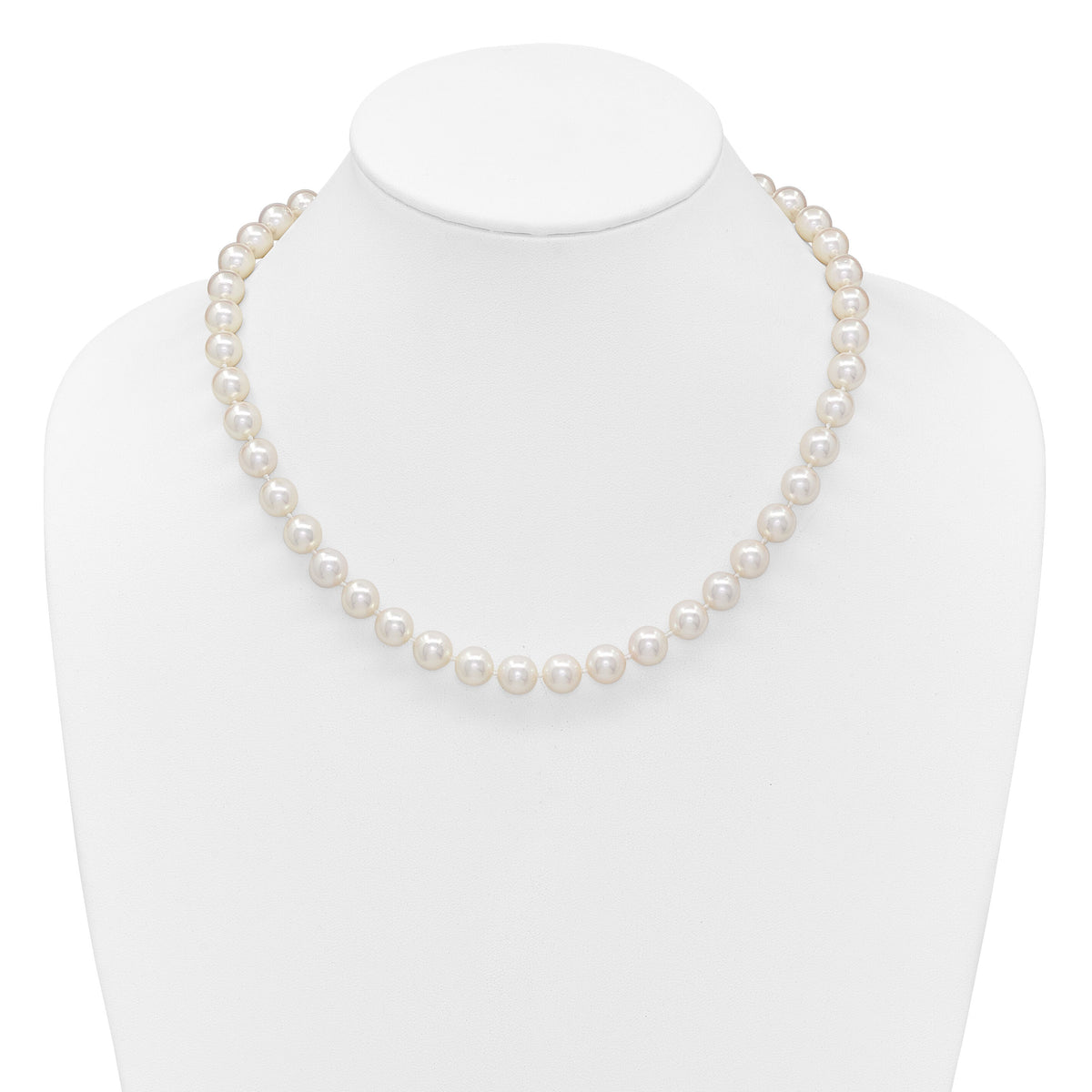 14k 9-10mm White Rnd Akoya Saltwater Cultured Pearl Necklace-PL90AA-18