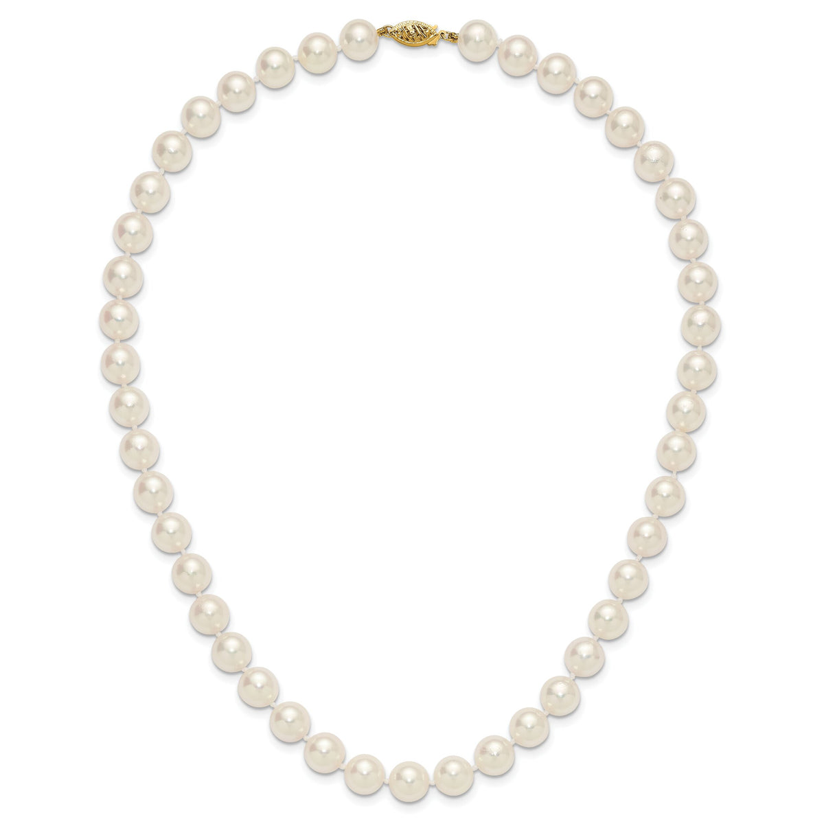 14k 9-10mm White Rnd Akoya Saltwater Cultured Pearl Necklace-PL90AA-18