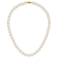 14k 9-10mm White Rnd Akoya Saltwater Cultured Pearl Necklace-PL90AA-18
