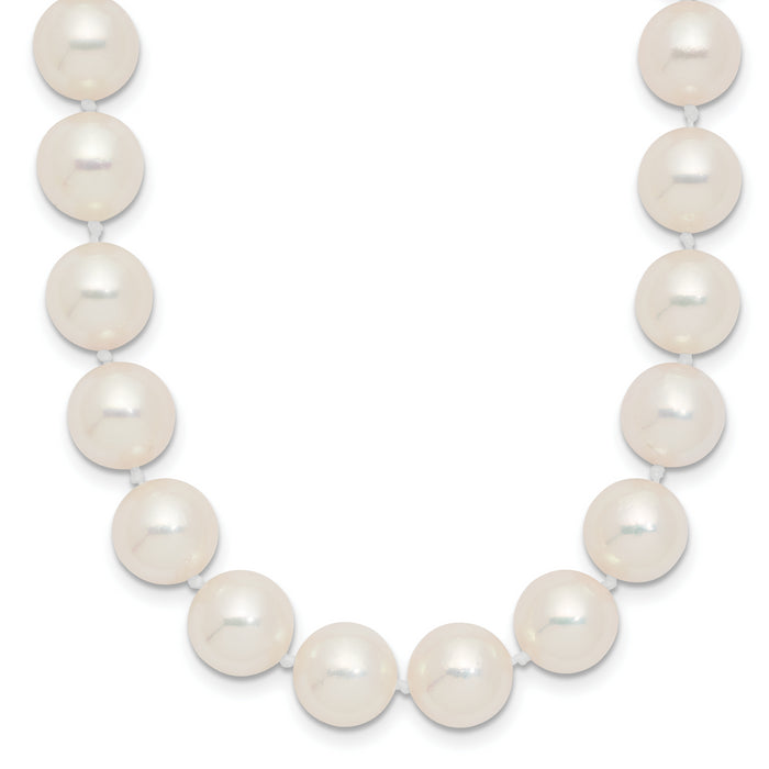 14k 9-10mm White Rnd Akoya Saltwater Cultured Pearl Necklace-PL90AA-18