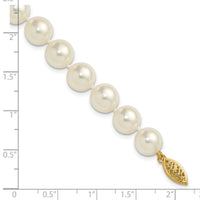 14k 9-10mm White Rnd Akoya Saltwater Cultured Pearl 7in Bracelet-PL90AA-7